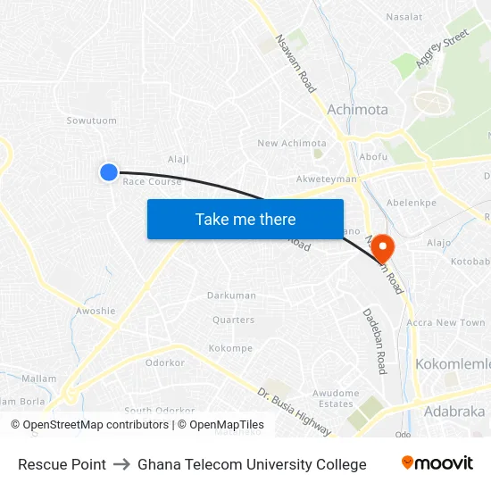 Rescue Point to Ghana Telecom University College map