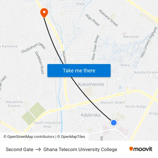 Second Gate to Ghana Telecom University College map