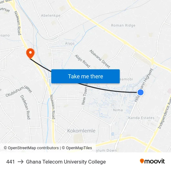 441 to Ghana Telecom University College map