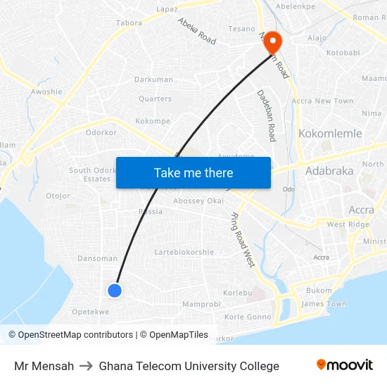 Mr Mensah to Ghana Telecom University College map