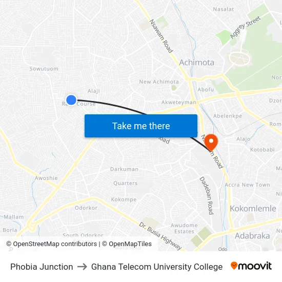 Phobia Junction to Ghana Telecom University College map