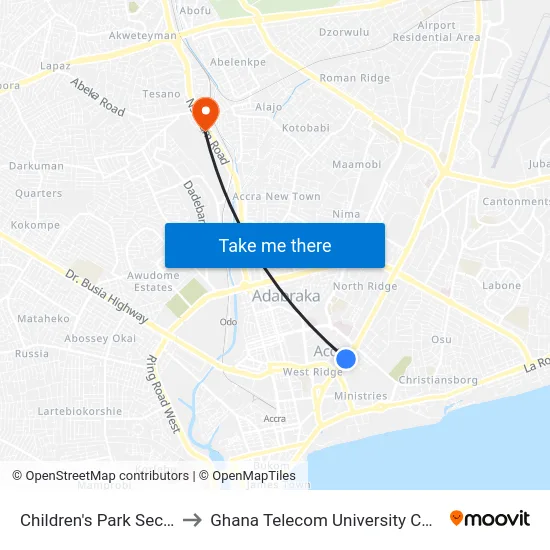 Children's Park Second to Ghana Telecom University College map