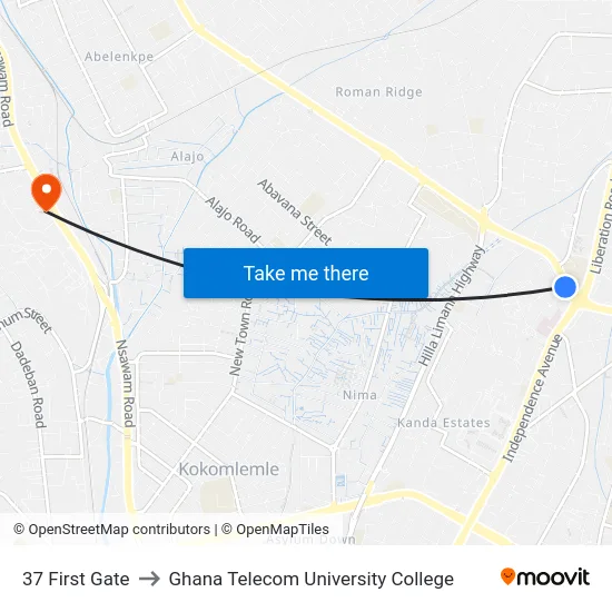 37 First Gate to Ghana Telecom University College map