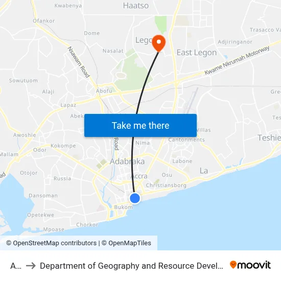 Ama to Department of Geography and Resource Development, University of Ghana map