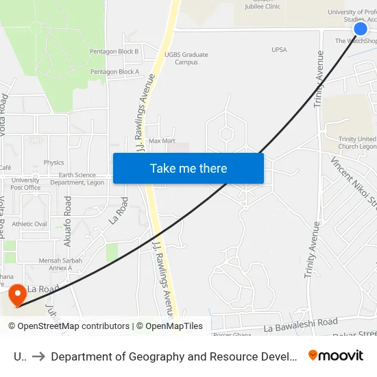 Ups to Department of Geography and Resource Development, University of Ghana map