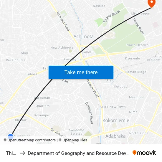 Thirteen to Department of Geography and Resource Development, University of Ghana map