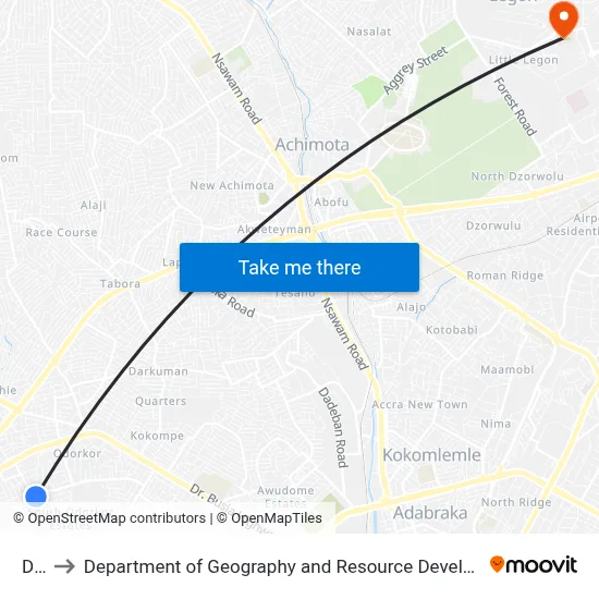 Dela to Department of Geography and Resource Development, University of Ghana map