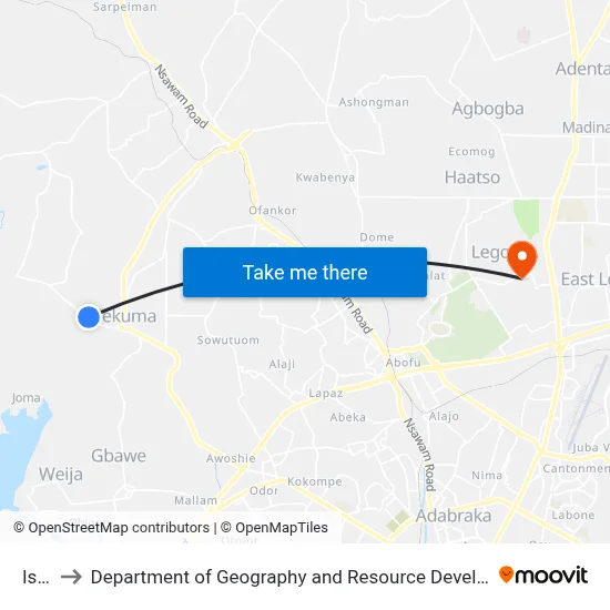 Israel to Department of Geography and Resource Development, University of Ghana map