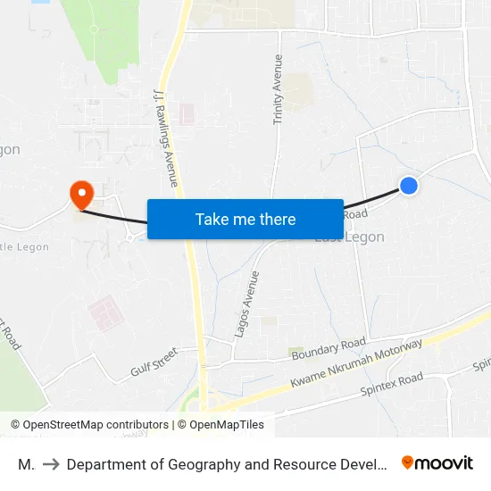 Mtn to Department of Geography and Resource Development, University of Ghana map