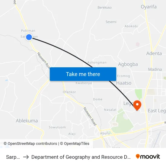 Sarpeiman to Department of Geography and Resource Development, University of Ghana map