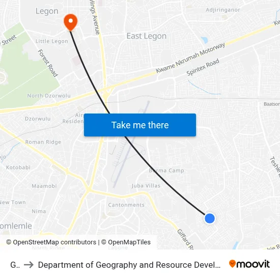 Goil to Department of Geography and Resource Development, University of Ghana map
