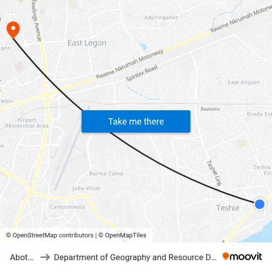 Abotsi Anya to Department of Geography and Resource Development, University of Ghana map