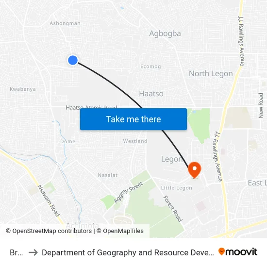 Brigde to Department of Geography and Resource Development, University of Ghana map