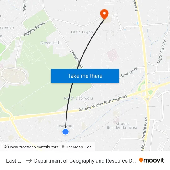 Last Chance to Department of Geography and Resource Development, University of Ghana map