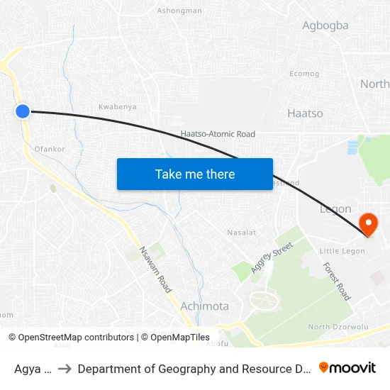 Agya Herbal to Department of Geography and Resource Development, University of Ghana map