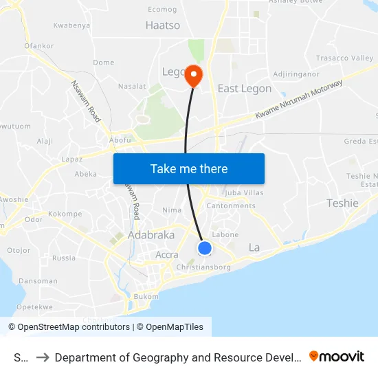 Ssnit to Department of Geography and Resource Development, University of Ghana map