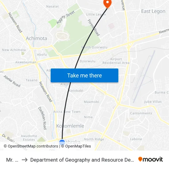 Mr. Biggs to Department of Geography and Resource Development, University of Ghana map