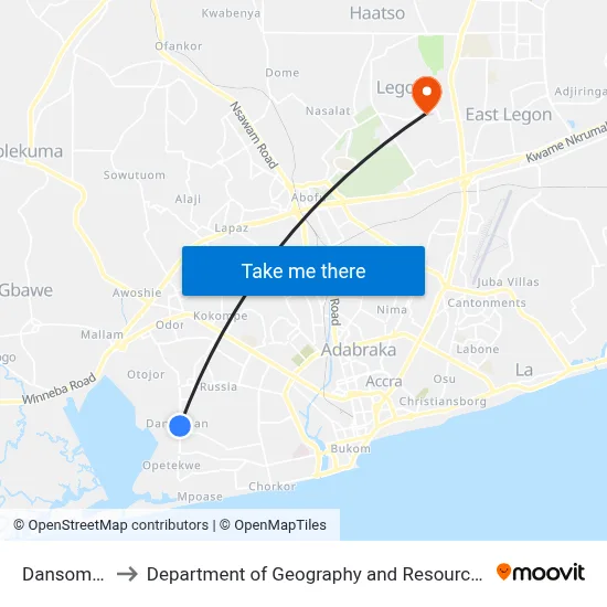 Dansoman Control to Department of Geography and Resource Development, University of Ghana map