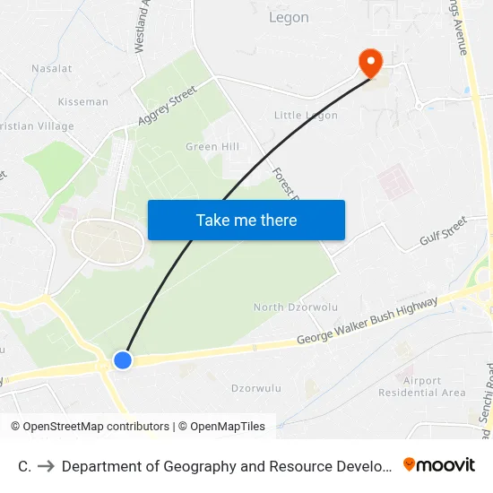 Cp to Department of Geography and Resource Development, University of Ghana map