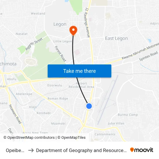 Opeibea Second to Department of Geography and Resource Development, University of Ghana map