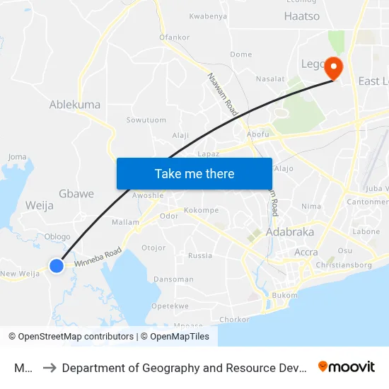 Modex to Department of Geography and Resource Development, University of Ghana map