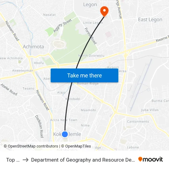 Top Radio to Department of Geography and Resource Development, University of Ghana map