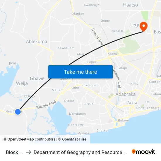 Block Factory to Department of Geography and Resource Development, University of Ghana map