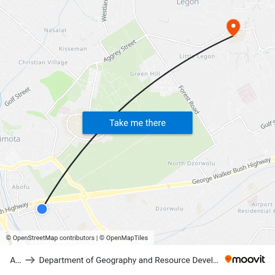 Ama to Department of Geography and Resource Development, University of Ghana map