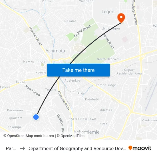 Paradise to Department of Geography and Resource Development, University of Ghana map