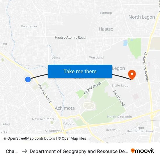 Champion to Department of Geography and Resource Development, University of Ghana map