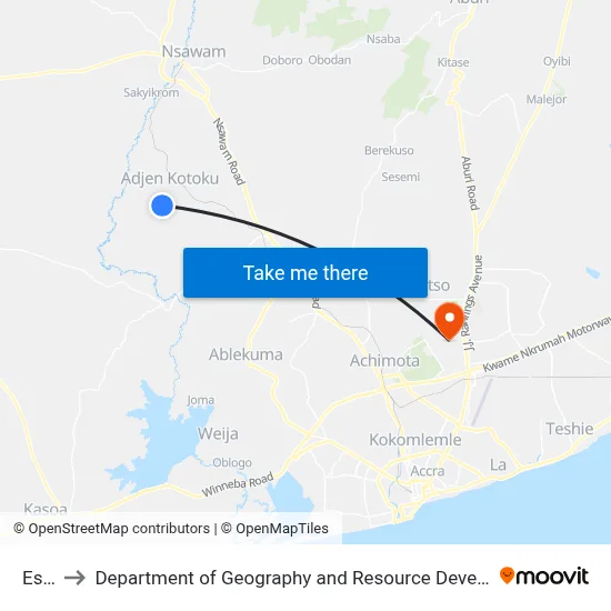 Estate to Department of Geography and Resource Development, University of Ghana map