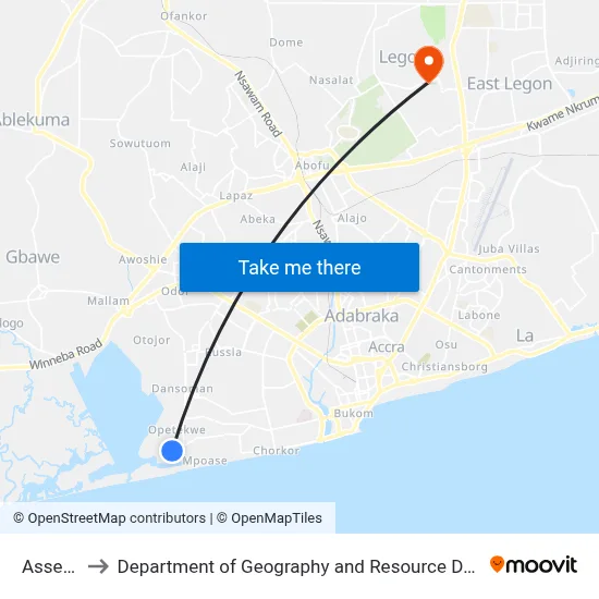 Assemblies to Department of Geography and Resource Development, University of Ghana map