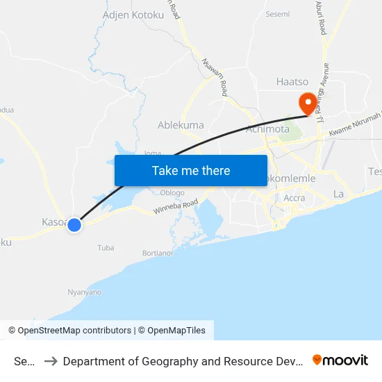 Second to Department of Geography and Resource Development, University of Ghana map