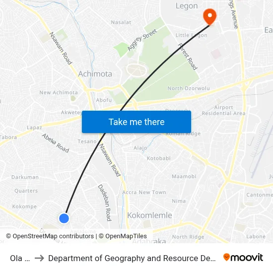 Ola Balm to Department of Geography and Resource Development, University of Ghana map