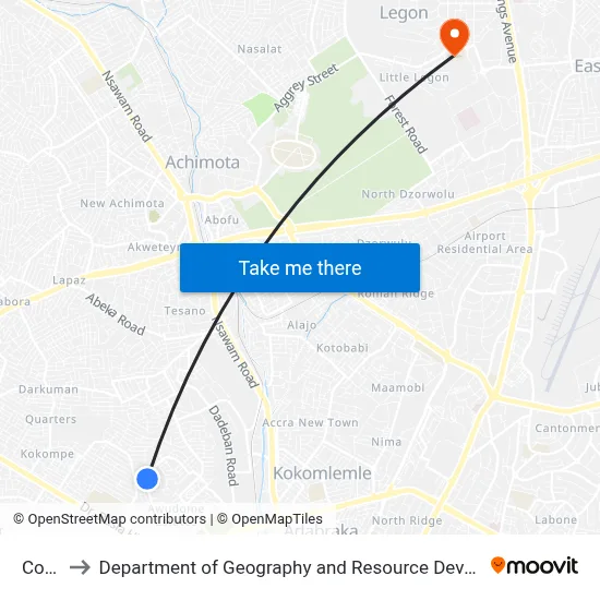 Council to Department of Geography and Resource Development, University of Ghana map