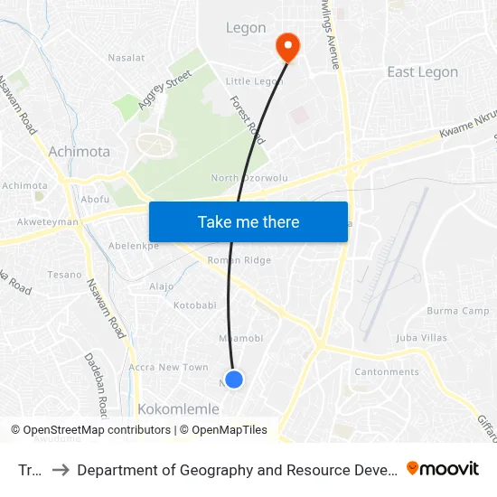 Traffic to Department of Geography and Resource Development, University of Ghana map