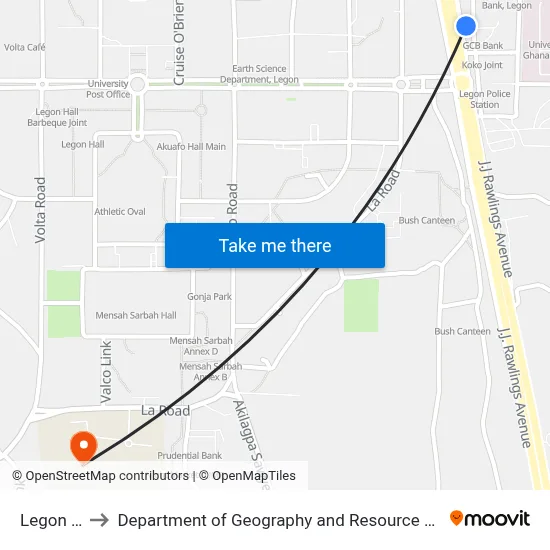 Legon Second to Department of Geography and Resource Development, University of Ghana map