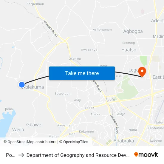 Point 5 to Department of Geography and Resource Development, University of Ghana map