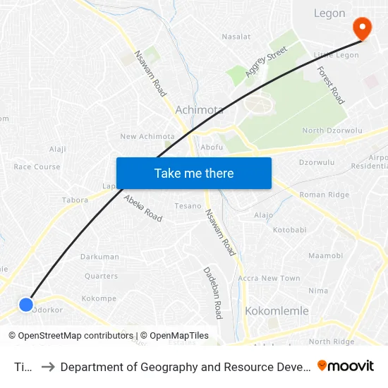 Tipper to Department of Geography and Resource Development, University of Ghana map