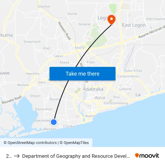 205 to Department of Geography and Resource Development, University of Ghana map