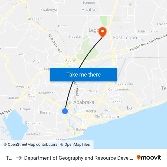 Total to Department of Geography and Resource Development, University of Ghana map