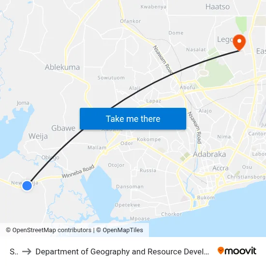 Scc to Department of Geography and Resource Development, University of Ghana map