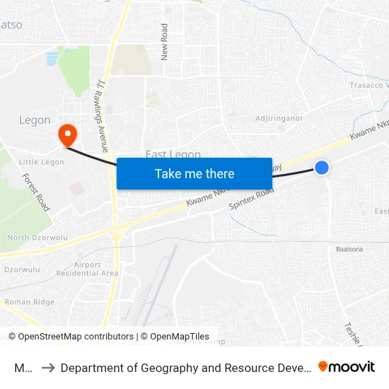 Manet to Department of Geography and Resource Development, University of Ghana map
