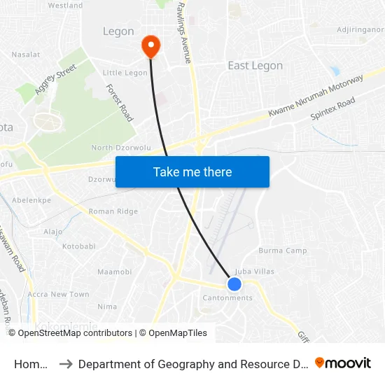 Home Touch to Department of Geography and Resource Development, University of Ghana map