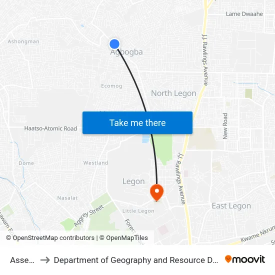 Assemblies to Department of Geography and Resource Development, University of Ghana map