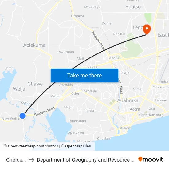Choice Second to Department of Geography and Resource Development, University of Ghana map