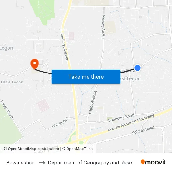 Bawaleshie Acheampong to Department of Geography and Resource Development, University of Ghana map