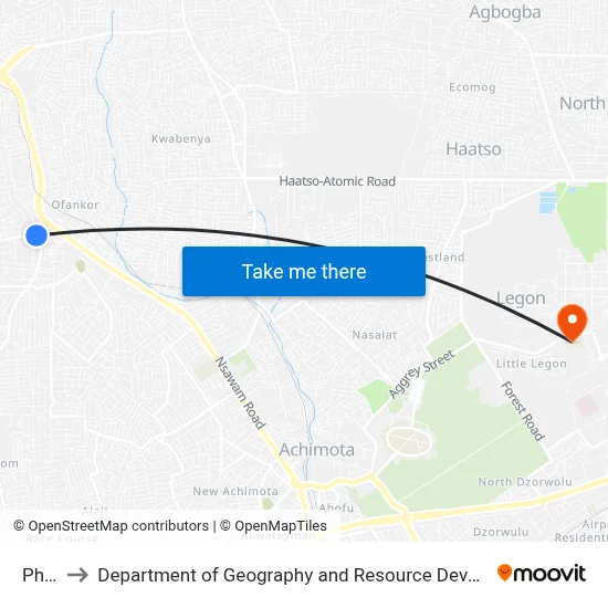 Phobia to Department of Geography and Resource Development, University of Ghana map