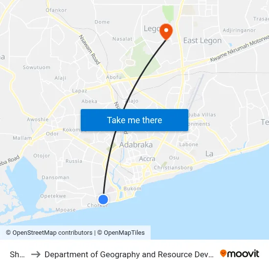 Shalom to Department of Geography and Resource Development, University of Ghana map