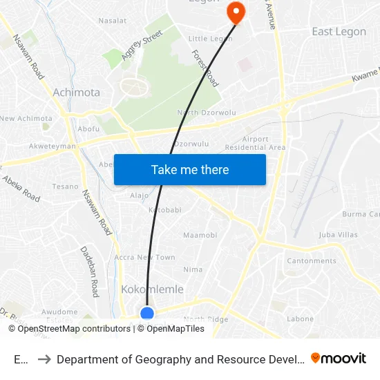 Equip to Department of Geography and Resource Development, University of Ghana map